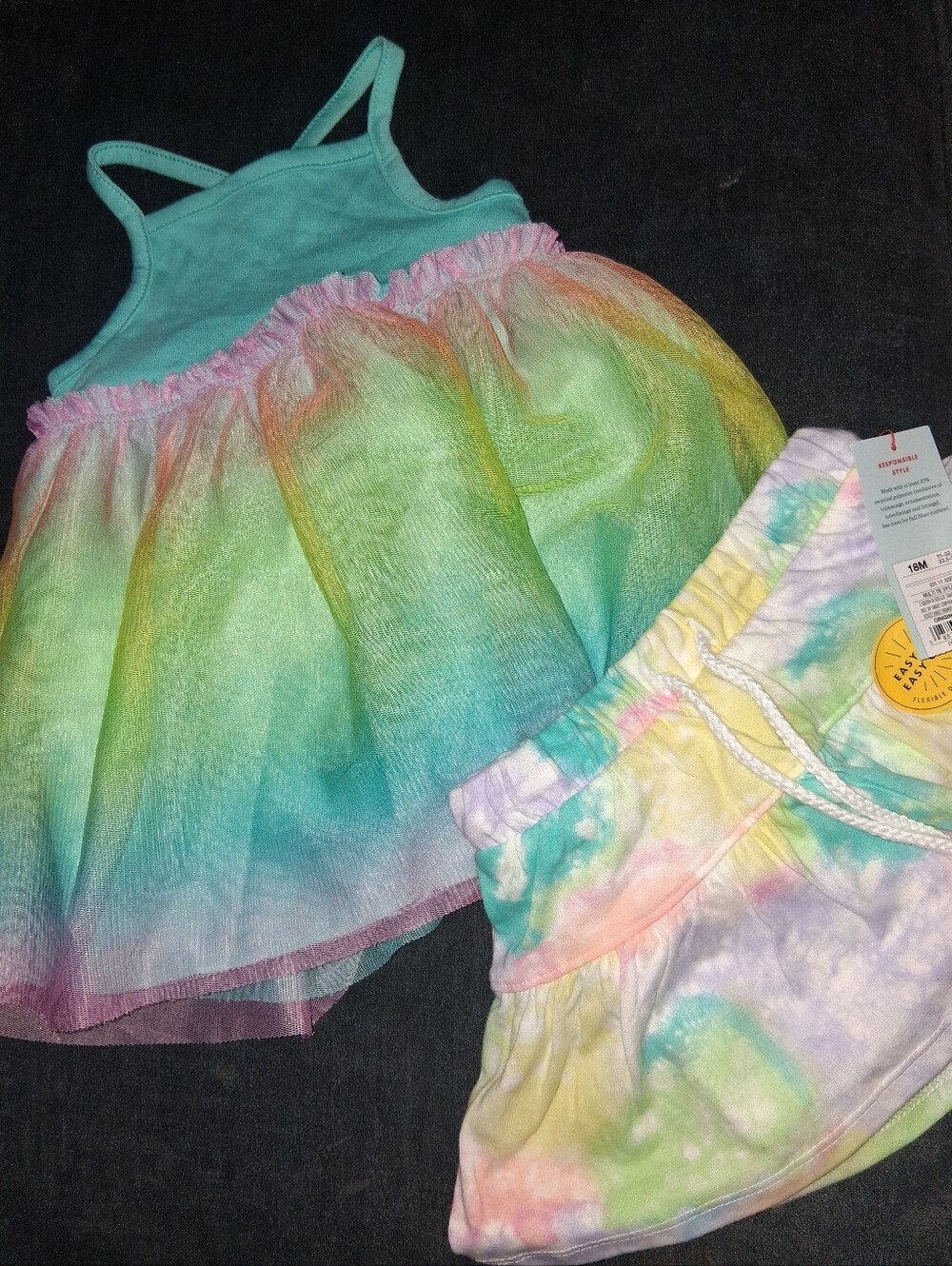 Girls' Rainbow Tie-Dye Dress 2 Pack With Skort- Cat And Jack Bundle